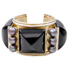 MARC JACOBS Runway Onyx Pearl Sterling Cuff 