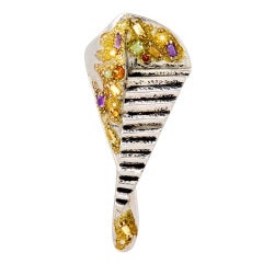 ERTE Design Art Palette Gemstone Filled Brooch