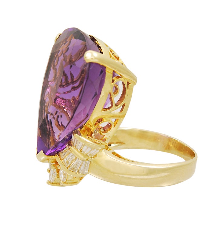 Huge Amethyst And Diamond Cocktail Ring