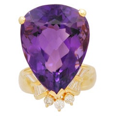 Huge Amethyst And Diamond Cocktail Ring