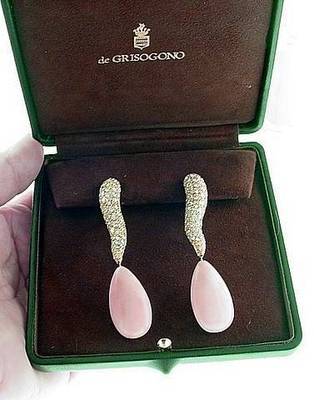 Women's Fabulous  De GRISOGONO  Diamond and Angel Skin Coral  Earrings