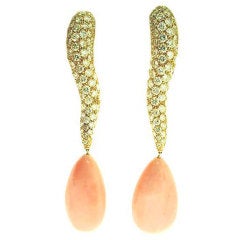 Fabulous  De GRISOGONO  Diamond and Angel Skin Coral  Earrings
