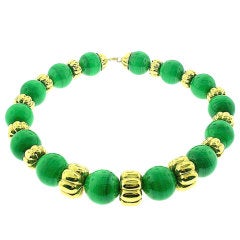 Classic Gold  Malachite   Necklace