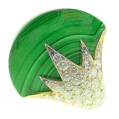 Malachite and Diamond  Ring