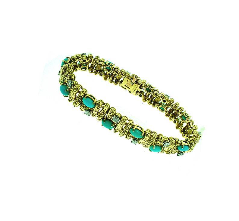 VAN CLEEF and ARPELS Turquoise Diamond Bracelet at 1stdibs