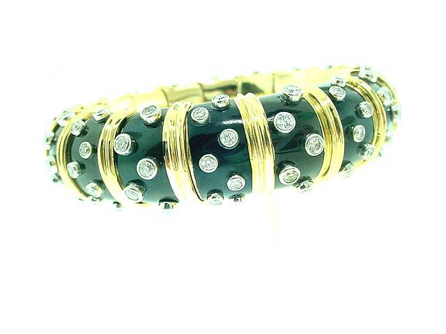 Women's Tiffany & Co. Schlumberger Enamel Diamond Bracelet For Sale