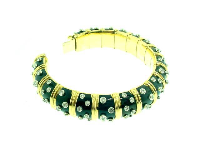 Tiffany & Co. Schlumberger Enamel Diamond Bracelet For Sale 3