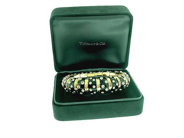 Tiffany & Co. Schlumberger Enamel Diamond Bracelet For Sale 2