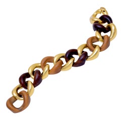 SEAMAN SCHEPPS  Wood and Gold Link Bracelet