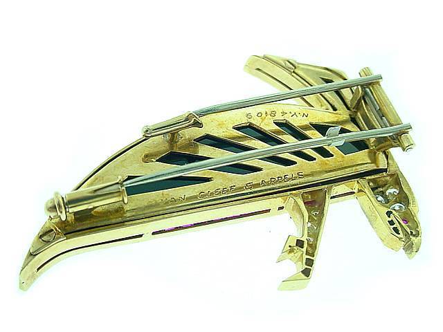 VAN  CLEEF  &  ARPELS   Onyx  Ruby  Diamond  Falcon  Pin