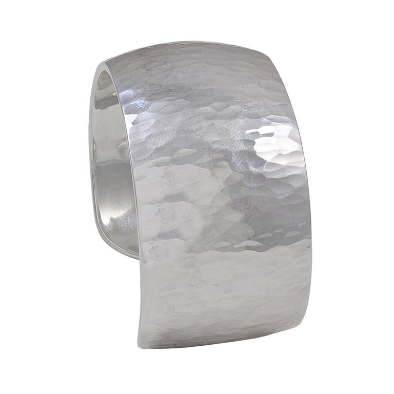 Hermes Sterling Silver Hammered Cuff Bracelet