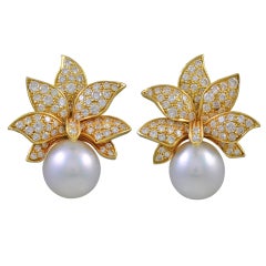 Vintage Diamond and South Sea Pearl Earrings Alberto e Lina (Federico)