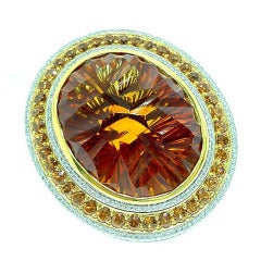 NEIMAN MARCUS Mandarin Garnet Platinum Diamond Ring