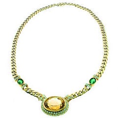 La Triumphe  citrine  tourmaline  diamond  necklace