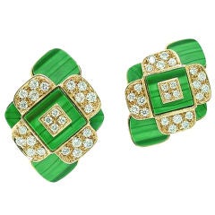 Gorgeous   Malachite   Diamond  Earrings
