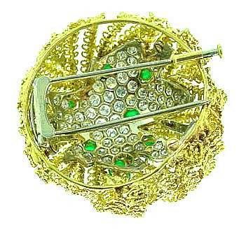 Cartier Captivating Emerald Diamond Gold Pin For Sale 1