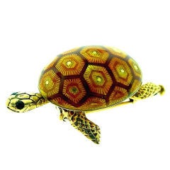 Adorable  BOUCHERON  Enamel  Turtle  Pin