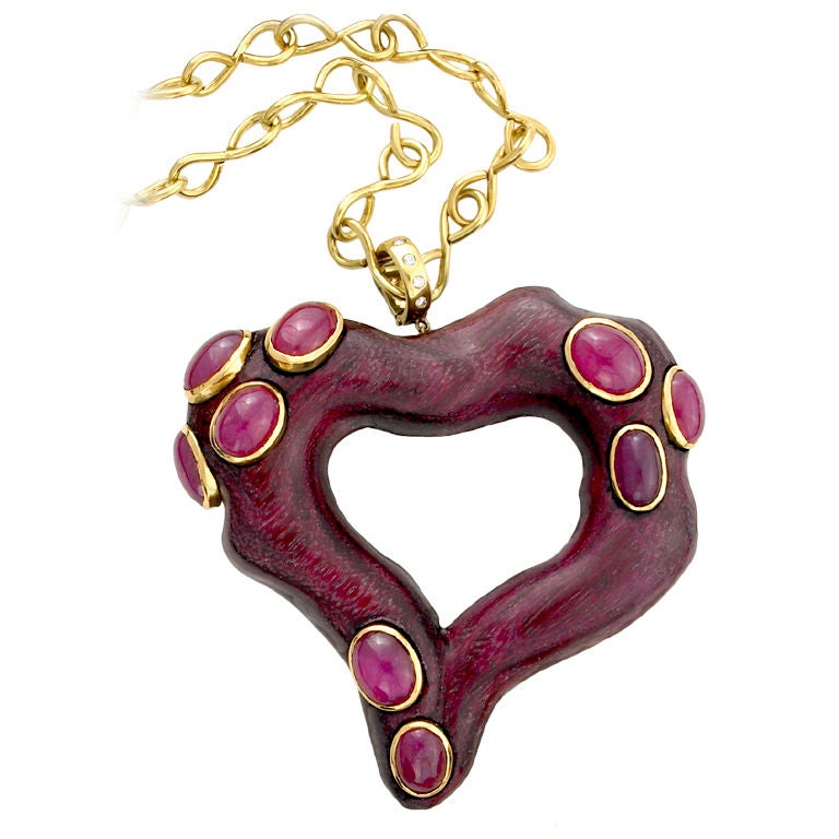 Sorab & Roshi Ruby Heart Pendent For Sale