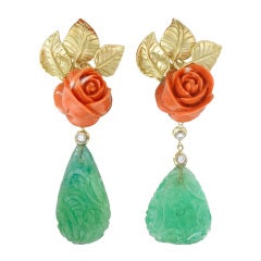 Sorab & Roshi Coral Rose Earrings