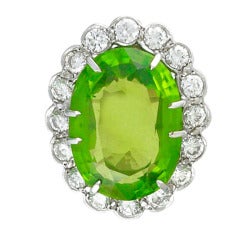 Sorab & Roshi Peridot Diamond Cluster Ring