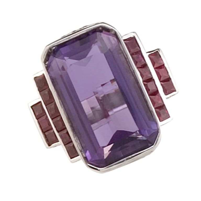 Sorab & Roshi Large Amethyst Ruby Diamond  Ring