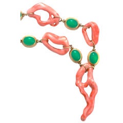 Sorab & Roshi Coral and Crysophrase Link Necklace