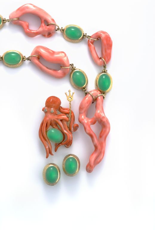Sorab & Roshi Coral and Crysophrase Link Necklace