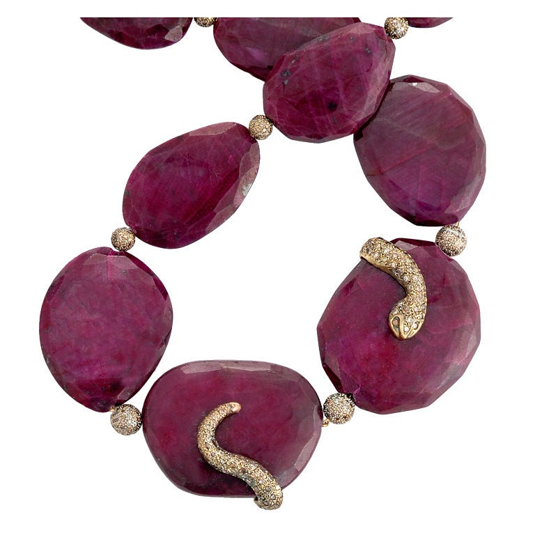 Sorab & Roshi Flat Ruby Necklace For Sale