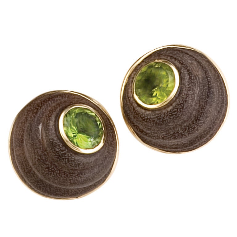 Sorab & Roshi Wood Cone Earrings. For Sale