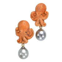 Sorab & Roshi Coral Octopus Earrings
