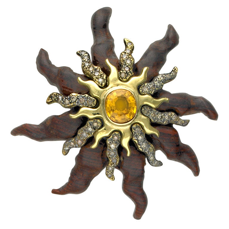 SORAB & ROSHI Starburst Pin with Yellow Sapphire For Sale