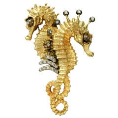 Sorab & Roshi Golden Seahorse Pin
