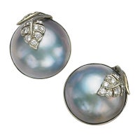 Sorab & Roshi Silver Blue Mobe  Pearl Earrings