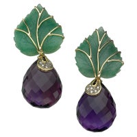 SORAB & ROSHI Green Aventurine Leaf Earrings