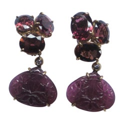 Sorab 
Roshi triple Pink Tourmaline Drop Earrings