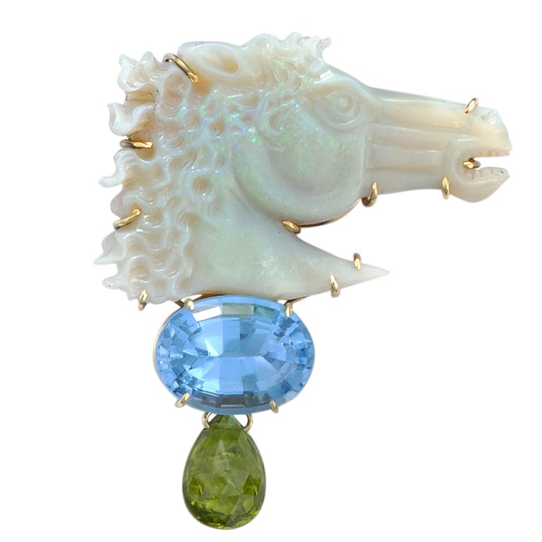 Sorab & Roshi Opal Horse Pin For Sale