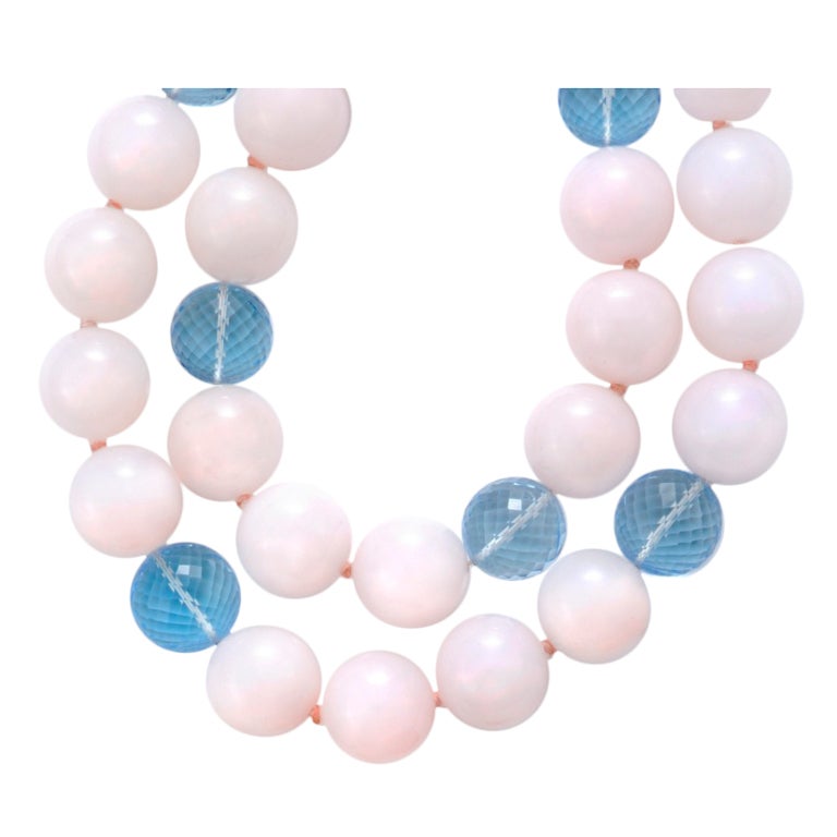 Sorab & Roshi Pink Opal & Blue Topaz Necklace For Sale
