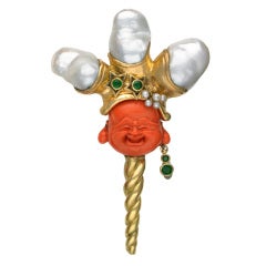 Sorab & Roshi Coral Jester Pin