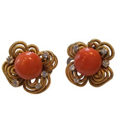 Coral and diamond earrings by Van Cleef & Arpels