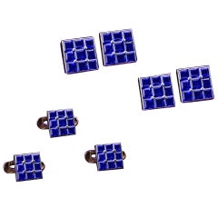 Cartier Paris sapphire Platinum cufflink stud set