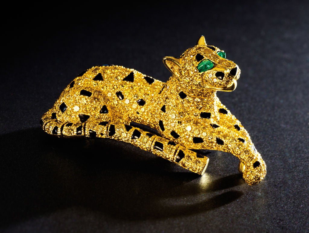 Yellow Diamond Leopard Brooch