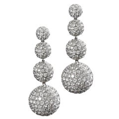 Diamond Pave platinum Sphere Drop Earrings at 1stDibs