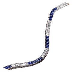 Cartier Armband mit Diamanten und Saphiren in gerader Linie