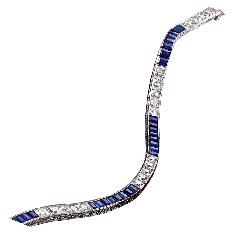 Cartier diamond and sapphire straightline bracelet