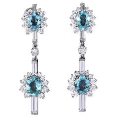 Rare Paraiba tourmaline and diamond earrings, by Carvin French