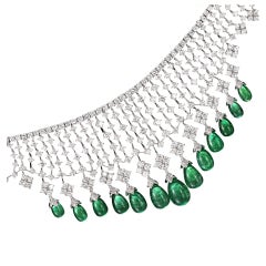 Stunning diamond and emerald necklace