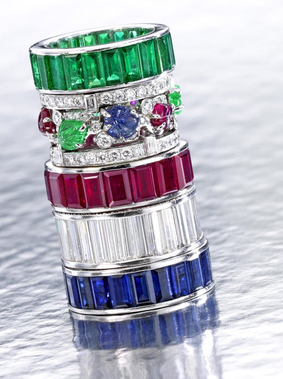 Diamond and colored stone eternity bands