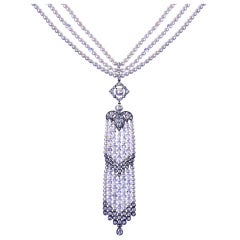 Natural pearl diamond and diamond bead sautoir