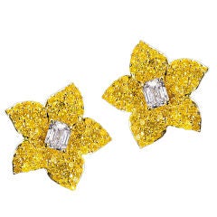 Natural Vivid Yellow Diamond Earrings