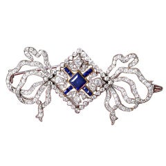 Cartier Paris Edwardian sapphire diamond Platinum brooc
